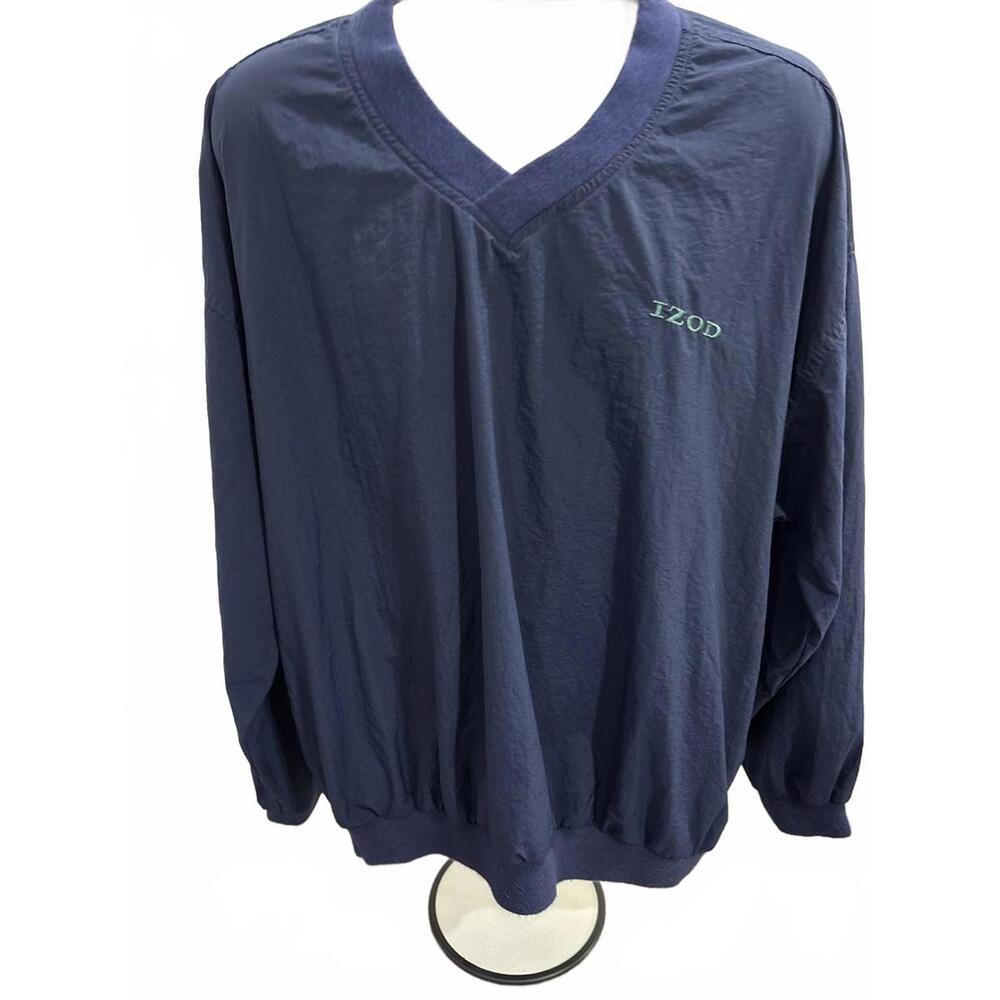 IZOD XFG Mens Navy Blue Mesh Lined V-Neck Pullover Golf Windbreaker Jacket‎ Sz M